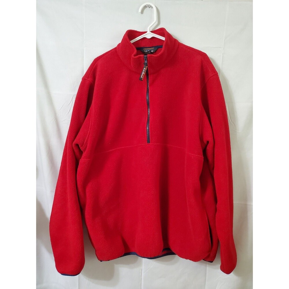 LL Bean FY42 Men’s XL Tall Red 1/2 Zip Fleece Pullover Outdoor Sweater